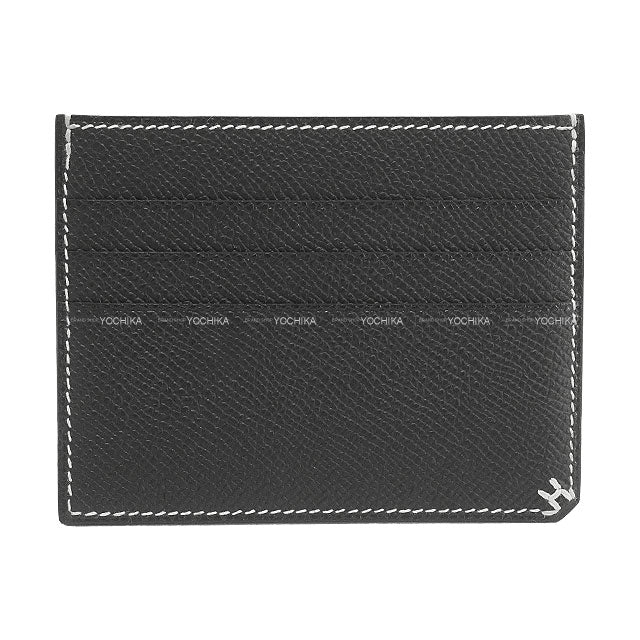 HERMES card holder Card Holder Porte-Car 7cc H Sellier Noir (Black) Veau Epsom Stamp W[BRAND NEW][Authentic]