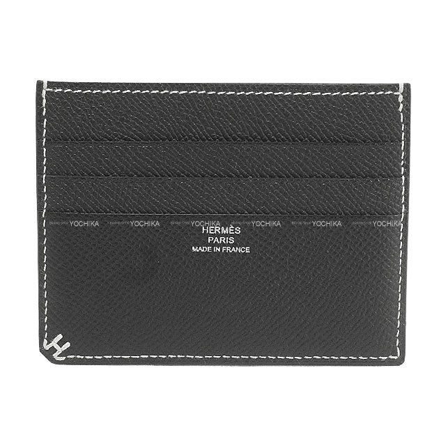 HERMES card holder Card Holder Porte-Car 7cc H Sellier Noir (Black) Veau Epsom Stamp W[BRAND NEW][Authentic]
