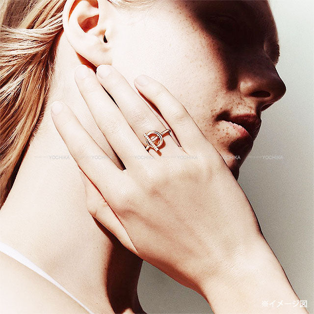 HERMES ring Ring Echappee PM Pink gold K18PG/Diamond #52 H219691B00046[EXCELLENT][Authentic]