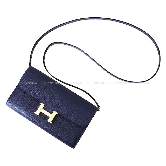 HERMES long wallet Constance Long wallet To Go Bleu Saphir Veau Epsom Gold HW Stamp W[BRAND NEW][Authentic]