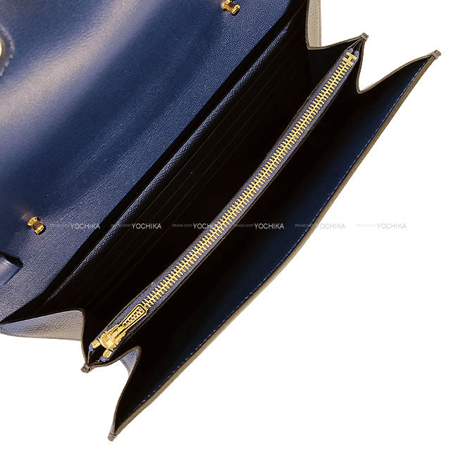 HERMES long wallet Constance Long wallet To Go Bleu Saphir Veau Epsom Gold HW Stamp W[BRAND NEW][Authentic]