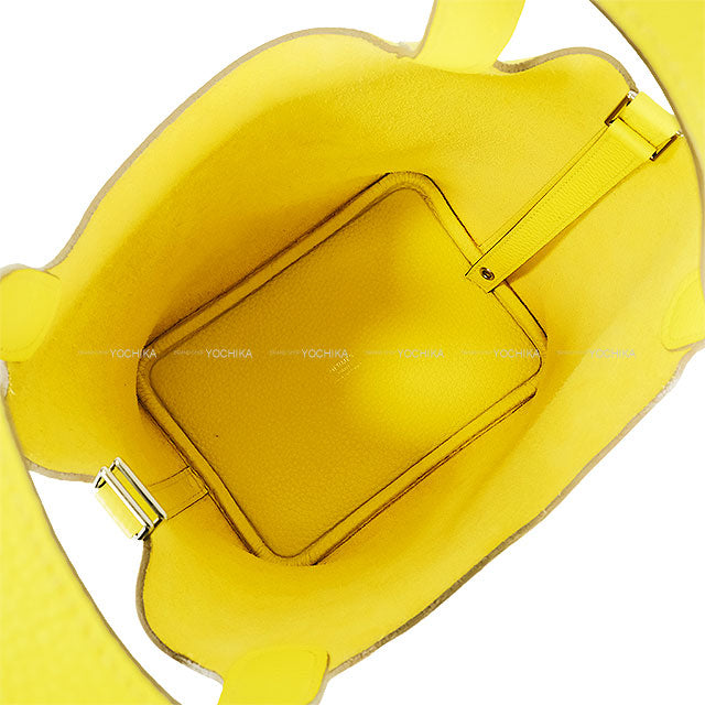 [Pre-loved] HERMES Handbag Picotin Lock 18 PM Lime Taurillon Clemence Silver HW Stamp Z[USED SA][Authentic]