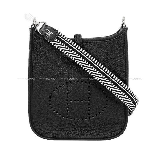 HERMES Shoulder bag Evelyne 16 TPM Sangles Caval Noir (Black)/Blanc (White) Taurillon Clemence Silver HW Stamp K[BRAND NEW][Authentic]