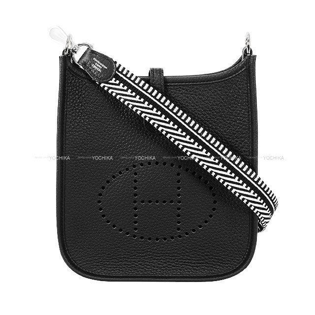 HERMES Shoulder bag Evelyne 16 TPM Sangles Caval Noir (Black)/Blanc (White) Taurillon Clemence Silver HW Stamp K[BRAND NEW][Authentic]