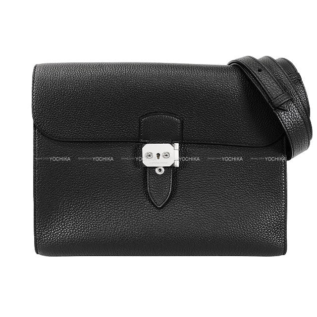 HERMES Business bag Sac a depeches29 Noir (Black) Veau Togo Mat Silver HW Stamp U[EXCELLENT][Authentic]