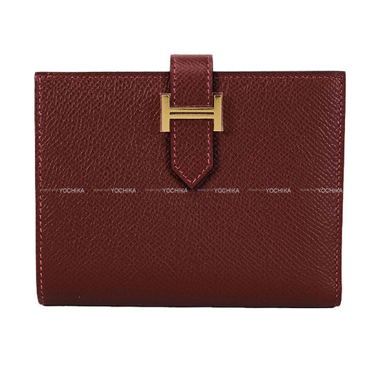 HERMES Bi-fold wallet Bearn Compact Rouge H Veau Epsom Gold HW Stamp W[BRAND NEW][Authentic]