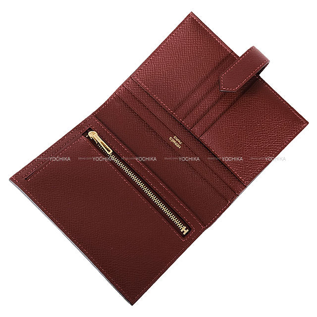 HERMES Bi-fold wallet Bearn Compact Rouge H Veau Epsom Gold HW Stamp W[BRAND NEW][Authentic]