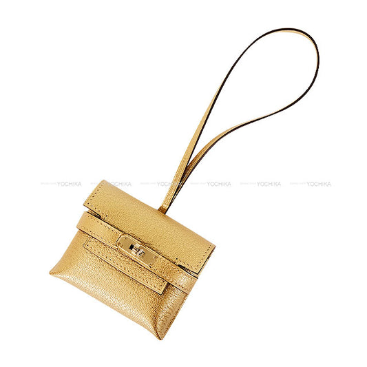 HERMES bag charm Kelly Festival New Dore (Metallic Gold) Chevre Chamkila Champagne Gold HW Stamp K[BRAND NEW][Authentic]
