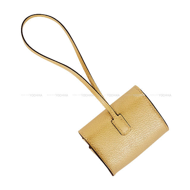 HERMES bag charm Kelly Festival New Dore (Metallic Gold) Chevre Chamkila Champagne Gold HW Stamp K[BRAND NEW][Authentic]