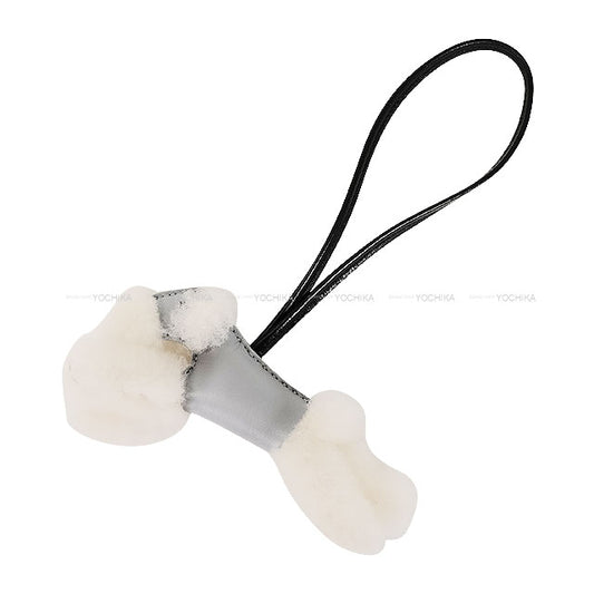 HERMES bag charm Buddy dog Gris Pantin /Noir (Black) Agneau Milo/Mouton Stamp K[BRAND NEW][Authentic]