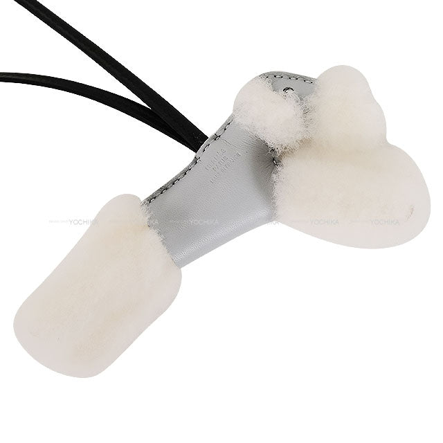 HERMES bag charm Buddy dog Gris Pantin /Noir (Black) Agneau Milo/Mouton Stamp K[BRAND NEW][Authentic]