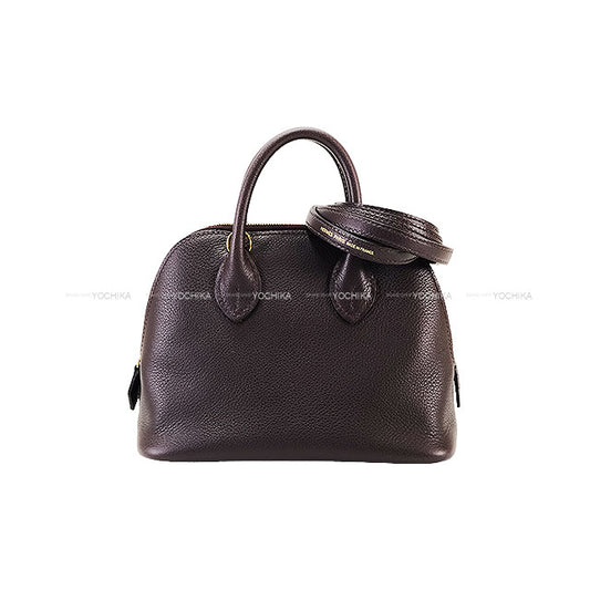 HERMES Shoulder bag Bolide 1923 20 mini Verso Prunoir/Prune Evercolor Gold HW Stamp K[BRAND NEW][Authentic]