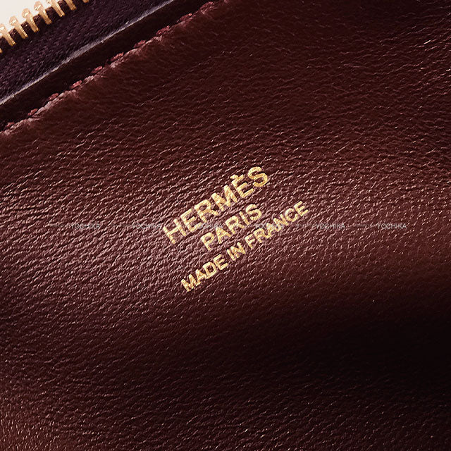 HERMES Shoulder bag Bolide 1923 20 mini Verso Prunoir/Prune Evercolor Gold HW Stamp K[BRAND NEW][Authentic]