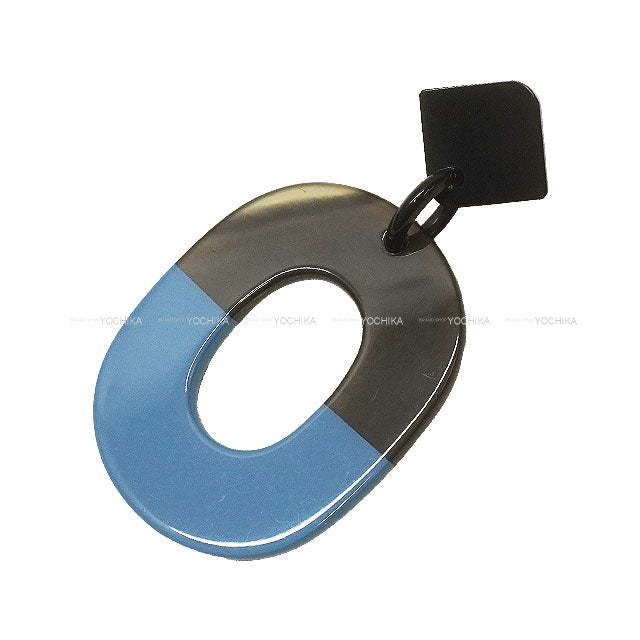 [Pre-loved] HERMES pierced earring Isthme Brown/Blue Buffalo Horn Silver HW[LIKE NEW][Authentic]