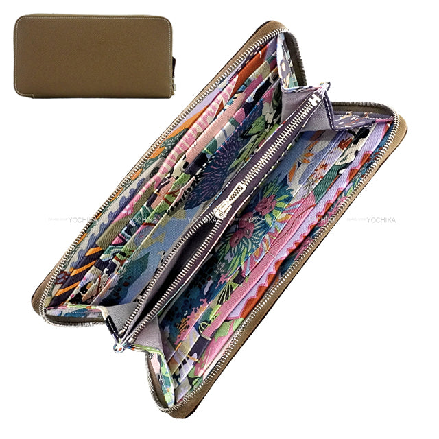 HERMES long wallet Azap Silk'in Long EN LIBERTE! Etoupe Veau Epsom/Veau Barenia/Silk Silver HW Stamp W[BRAND NEW][Authentic]