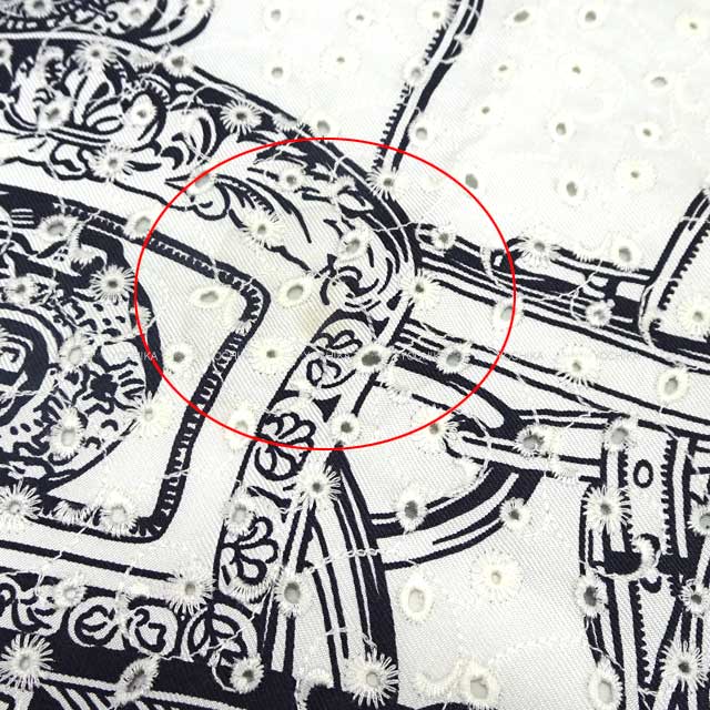 2023 SS HERMES scarf Carre 70 English embroidery Embroideries Brides de Gala Blanc (White)/Noir (Black) Silk100%[EXCELLENT][Authentic]