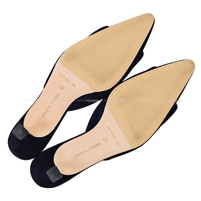 [Pre-loved] MANOLO BLAHNIK pumps MAYSALE Navy Suede #37 9XX-0246-0006[LIKE NEW][Authentic]