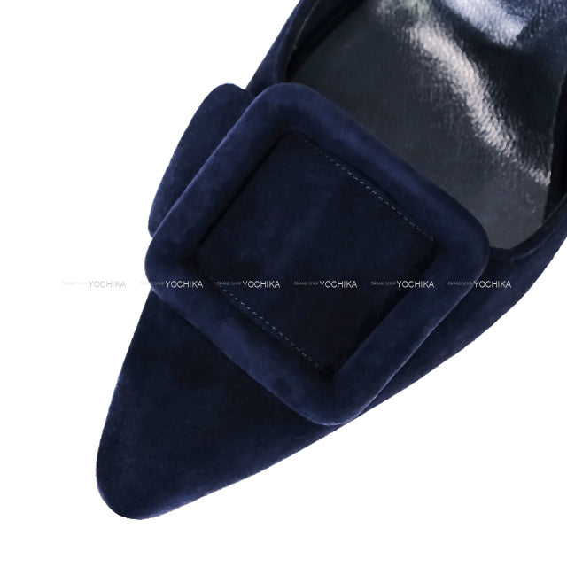 [Pre-loved] MANOLO BLAHNIK pumps MAYSALE Navy Suede #37 9XX-0246-0006[LIKE NEW][Authentic]
