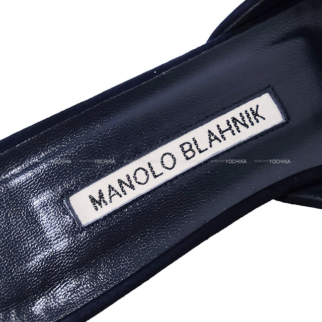 [Pre-loved] MANOLO BLAHNIK pumps MAYSALE Navy Suede #37 9XX-0246-0006[LIKE NEW][Authentic]