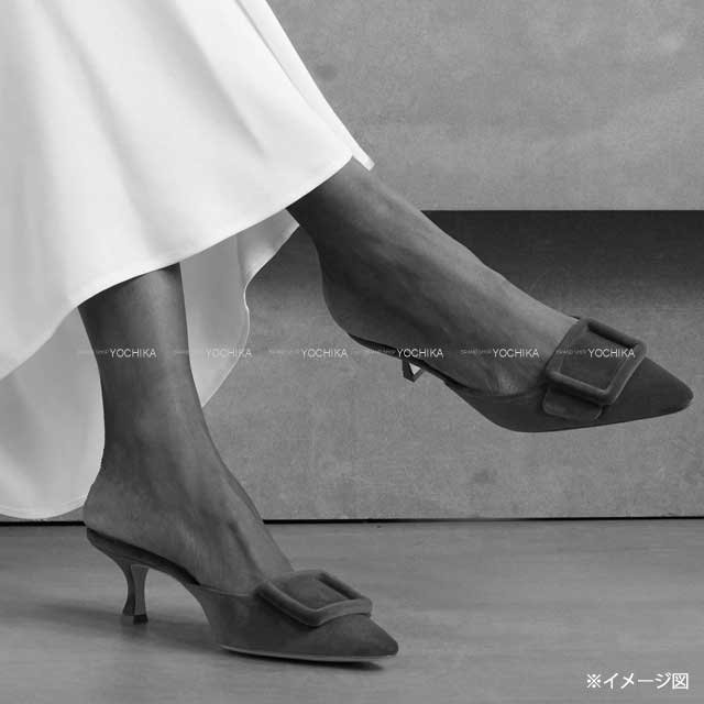 [Pre-loved] MANOLO BLAHNIK pumps MAYSALE Navy Suede #37 9XX-0246-0006[LIKE NEW][Authentic]