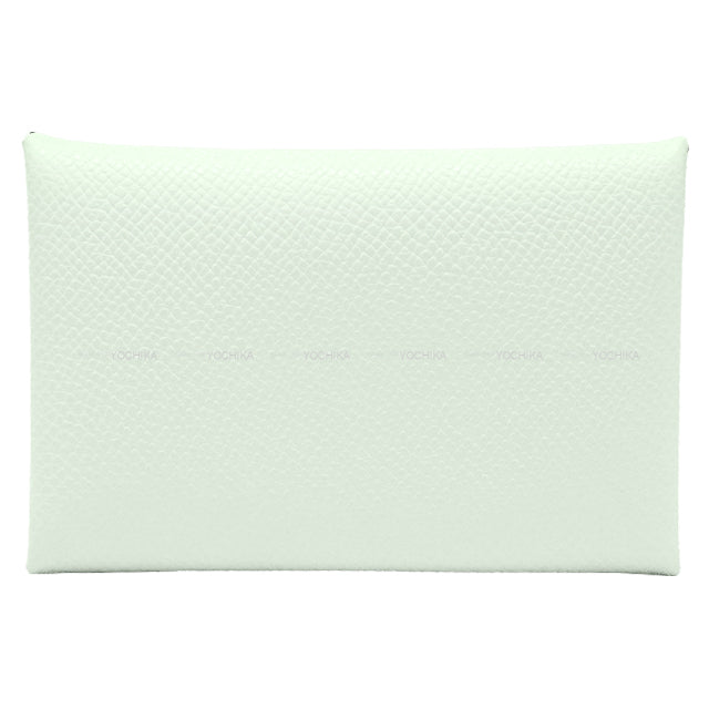 HERMES card holder Calvi Vert Fizz Veau Epsom Silver HW Stamp K[BRAND NEW][Authentic]