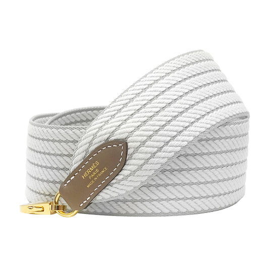 HERMES shoulder strap Bandouliere 50mm 85cm Sangles Cordage Gris Perle/Etoupe Toile H/Veau Swift Gold HW Stamp K[BRAND NEW][Authentic]