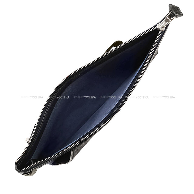 HERMES Clutch bag Caba Vertige 24 Clutch Tricolor Bleu Nuit/Noir (Black)/Vert maquis Veau Togo Silver HW Stamp Y[EXCELLENT][Authentic]