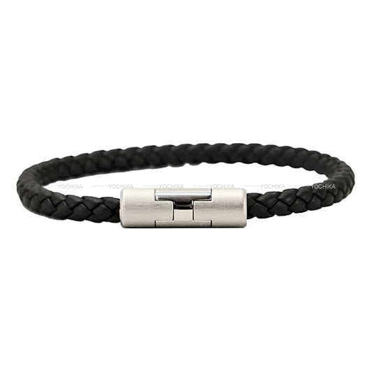 HERMES bracelet Puzzle H Noir (Black) Veau Swift Palladium plated #T4 Mat Silver HW[EXCELLENT][Authentic]