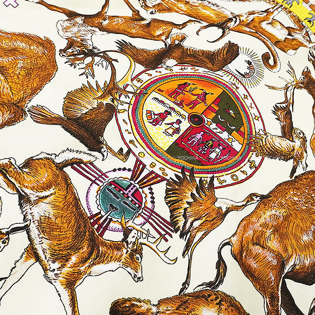 [Pre-loved] HERMES Knit Martin Margiela Les Mythologies Des Hommes Rouges Panels Turtleneck Ivory/Multi Color Silk/Wool #M[USED SA][Authentic]