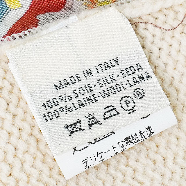 [Pre-loved] HERMES Knit Martin Margiela Les Mythologies Des Hommes Rouges Panels Turtleneck Ivory/Multi Color Silk/Wool #M[USED SA][Authentic]