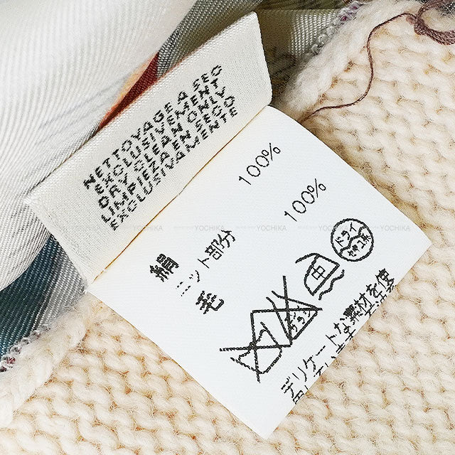 [Pre-loved] HERMES Knit Martin Margiela Les Mythologies Des Hommes Rouges Panels Turtleneck Ivory/Multi Color Silk/Wool #M[USED SA][Authentic]
