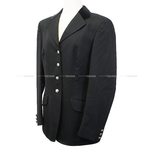 [Pre-loved] HERMES Tailored jacket Tailored Jacket Vintage Sellier Button Noir (Black)/Red Wool/Velour #40 Silver HW[USED SA][Authentic]