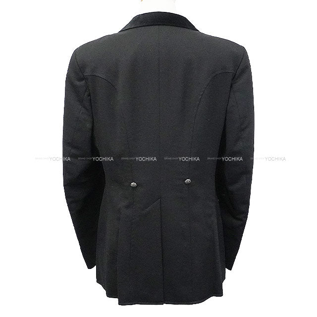 [Pre-loved] HERMES Tailored jacket Tailored Jacket Vintage Sellier Button Noir (Black)/Red Wool/Velour #40 Silver HW[USED SA][Authentic]