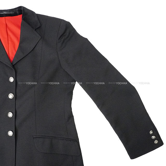 [Pre-loved] HERMES Tailored jacket Tailored Jacket Vintage Sellier Button Noir (Black)/Red Wool/Velour #40 Silver HW[USED SA][Authentic]