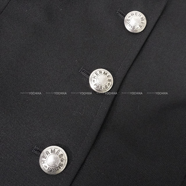 [Pre-loved] HERMES Tailored jacket Tailored Jacket Vintage Sellier Button Noir (Black)/Red Wool/Velour #40 Silver HW[USED SA][Authentic]