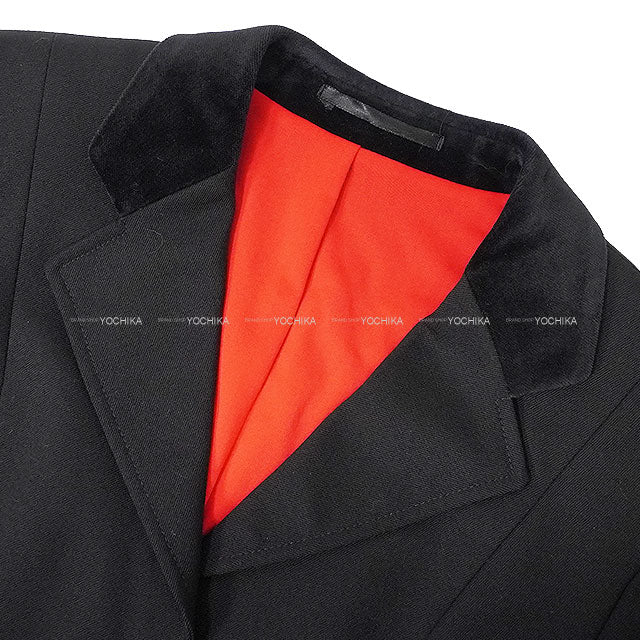 [Pre-loved] HERMES Tailored jacket Tailored Jacket Vintage Sellier Button Noir (Black)/Red Wool/Velour #40 Silver HW[USED SA][Authentic]