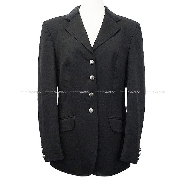 [Pre-loved] HERMES Tailored jacket Tailored Jacket Vintage Sellier Button Noir (Black)/Red Wool/Velour #40 Silver HW[USED SA][Authentic]