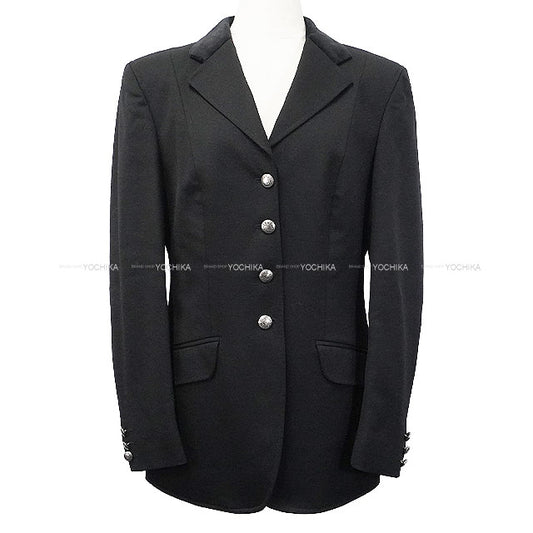 [Pre-loved] HERMES Tailored jacket Tailored Jacket Vintage Sellier Button Noir (Black)/Red Wool/Velour #40 Silver HW[USED SA][Authentic]