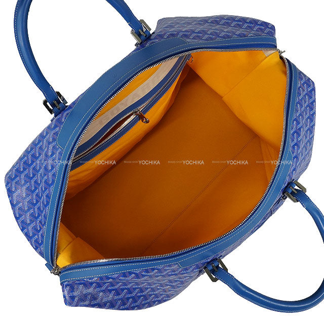 [Pre-loved] GOYARD Boston bag Bowling 55 Blue PVC coated canvas Silver HW[LIKE NEW][Authentic]