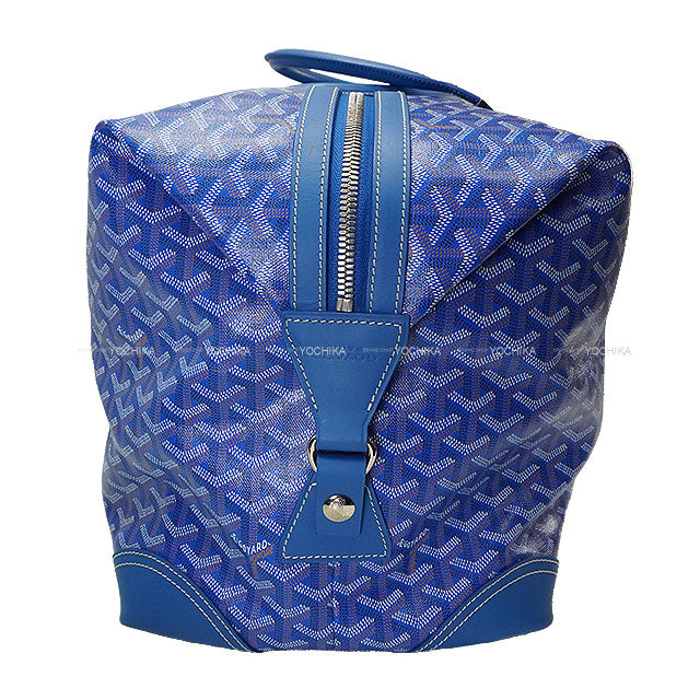 [Pre-loved] GOYARD Boston bag Bowling 55 Blue PVC coated canvas Silver HW[LIKE NEW][Authentic]