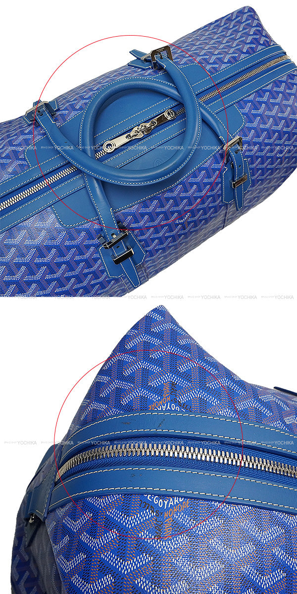[Pre-loved] GOYARD Boston bag Bowling 55 Blue PVC coated canvas Silver HW[LIKE NEW][Authentic]