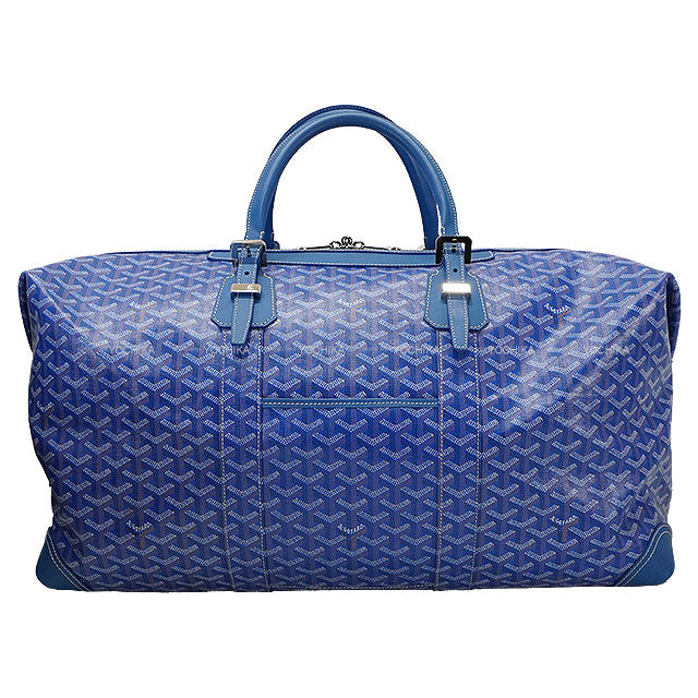 [Pre-loved] GOYARD Boston bag Bowling 55 Blue PVC coated canvas Silver HW[LIKE NEW][Authentic]