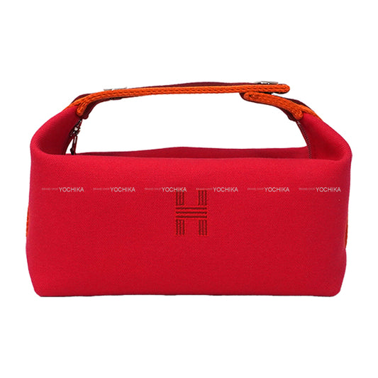 HERMES Pouch Bride a Brac PM Hibiscus Toile H Silver HW[EXCELLENT][Authentic]