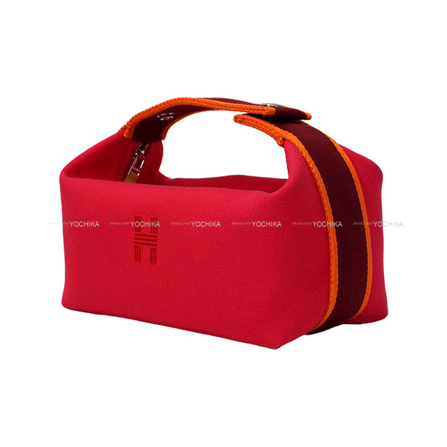 HERMES Pouch Bride a Brac PM Hibiscus Toile H Silver HW[EXCELLENT][Authentic]