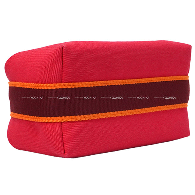 HERMES Pouch Bride a Brac PM Hibiscus Toile H Silver HW[EXCELLENT][Authentic]