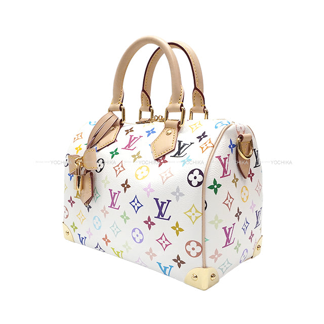 LOUIS VUITTON Shoulder bag LV×TM Murakami Takashi Speedy Bandouliere 25 Blanc (White) /Multi Color Monogram Canvas Gold HW M13085[EXCELLENT][Authentic]