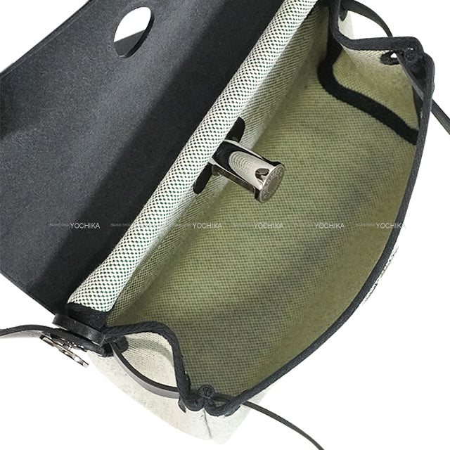 HERMES Shoulder bag Herbag Zip 20 Mini Vert Moyen/Noir (Black) Toile H/Vache Hunter Silver HW Stamp K[BRAND NEW][Authentic]