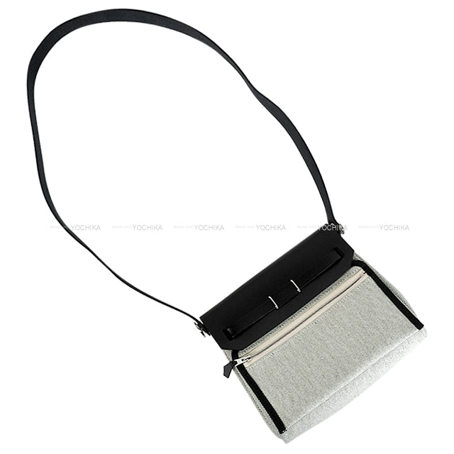 HERMES Shoulder bag Herbag Zip 20 Mini Vert Moyen/Noir (Black) Toile H/Vache Hunter Silver HW Stamp K[BRAND NEW][Authentic]