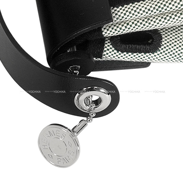 HERMES Shoulder bag Herbag Zip 20 Mini Vert Moyen/Noir (Black) Toile H/Vache Hunter Silver HW Stamp K[BRAND NEW][Authentic]