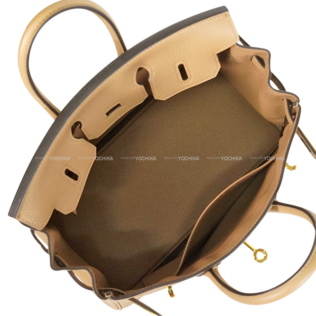 [Pre-loved] HERMES Handbag Birkin25 Chai Veau Togo Gold HW Stamp U[LIKE NEW][Authentic]